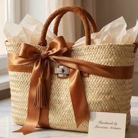 SKIN LIKE BUTTER & CO ~ LIFESTYLE - Moroccan Hand Made Raffia and Suede Resort Tote