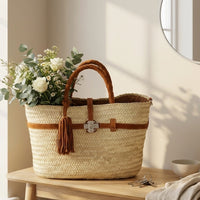 SKIN LIKE BUTTER & CO ~ LIFESTYLE - Moroccan Hand Made Raffia and Suede Resort Tote