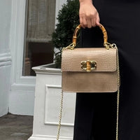 SKIN LIKE BUTTER & CO ~ LIFESTYLE - Bamboo Top Handle Croc leather cross body bag