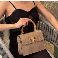 SKIN LIKE BUTTER & CO ~ LIFESTYLE - Bamboo Top Handle Croc leather cross body bag