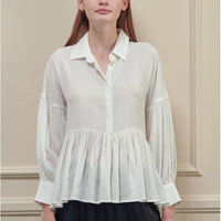 SKIN LIKE BUTTER & CO ~ LIFESTYLE - Beautiful High Low White blouse with loose peplum silhouette