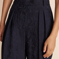 SKIN LIKE BUTTER & CO ~ LIFESTYLE - Navy Jacquard Pleated Trouser