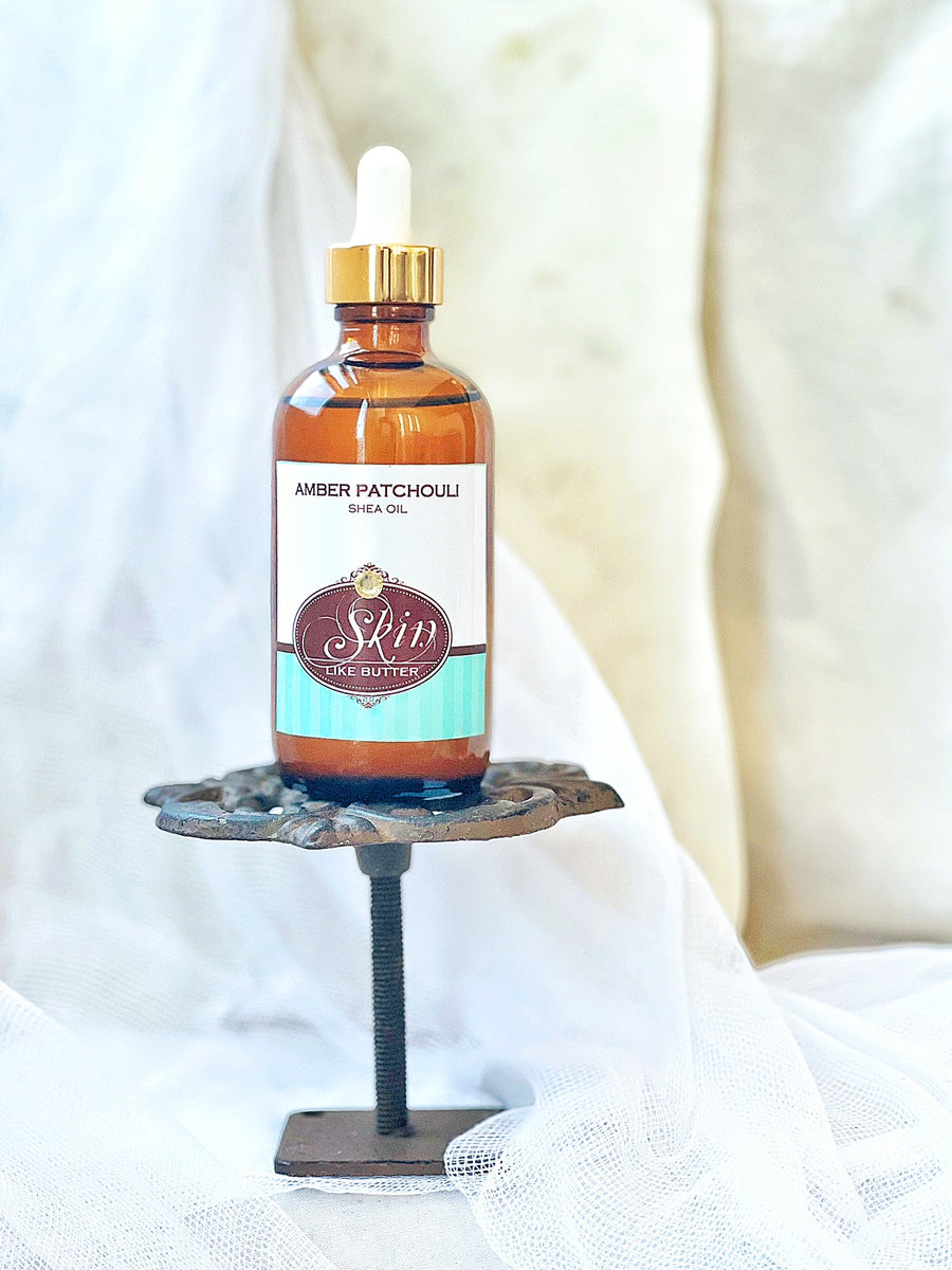 AMBER PATCHOULI Scented Shea  Bath and Body Oil, highly moisturizing