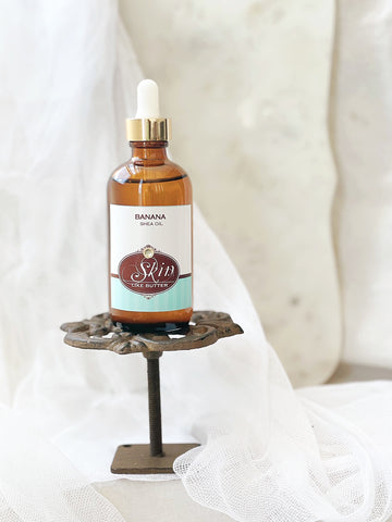 BANANA - Shea Body Oil - 4 oz amber glass bottles, highly moisturizing