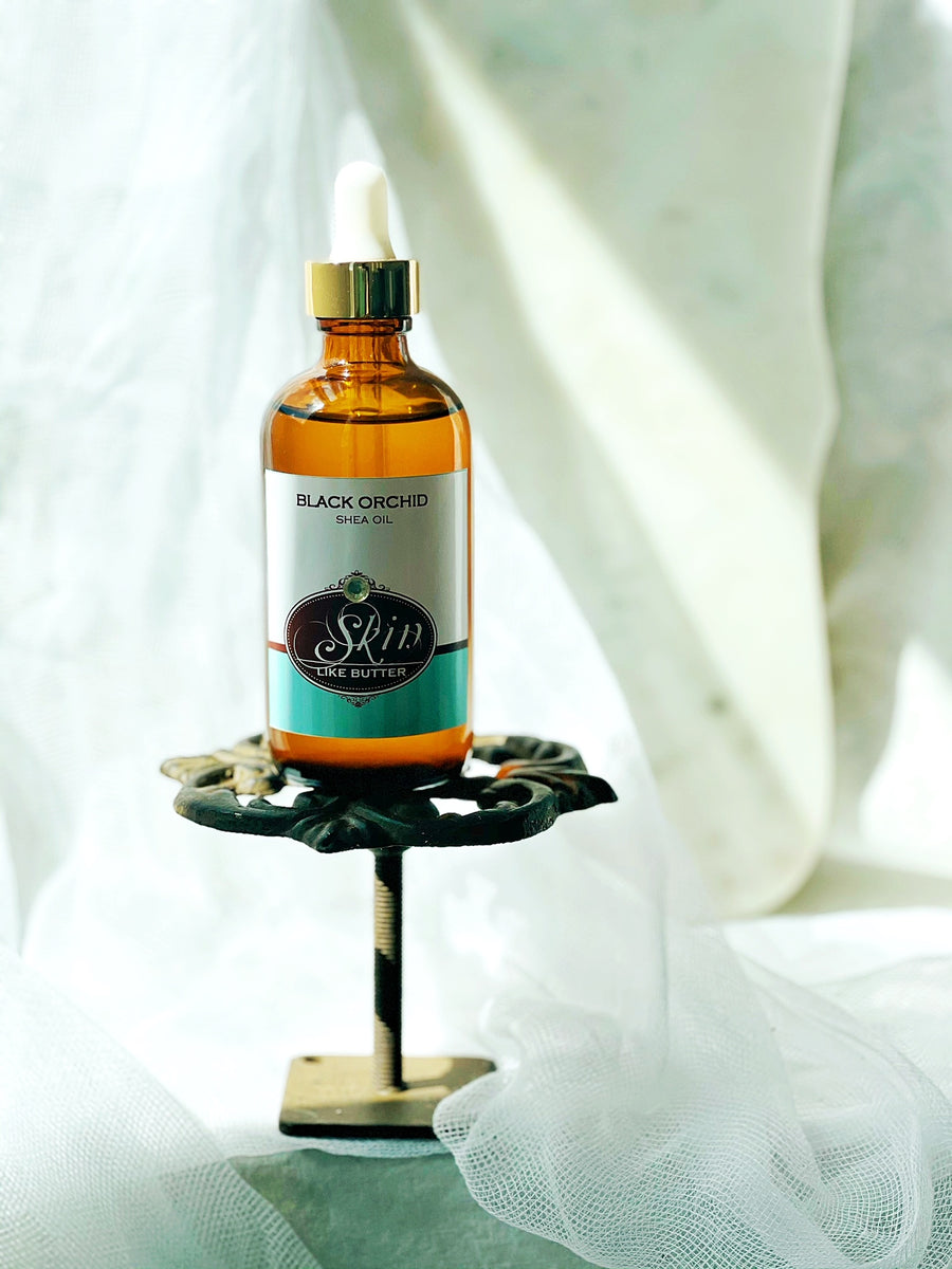 BLACK ORCHID - Shea Body Oil -  4 oz amber bottles, highly moisturizing