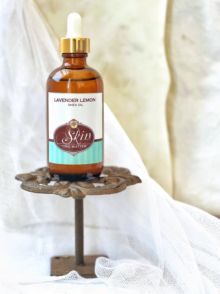 LAVENDER LEMON - Scented Shea Oil - in 4 oz amber bottles, highly moisturizing