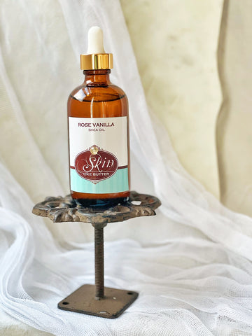 ROSE VANILLA- Scented Shea Oil -  in 4oz bottles, skin moisturizer