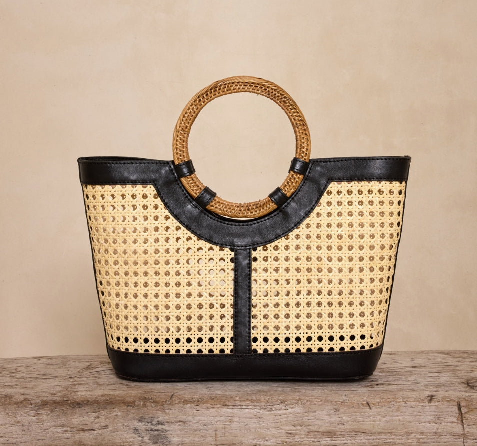 SKIN LIKE BUTTER & CO ~ LIFESTYLE - Cane Weave Resort Tote in Black or Brown