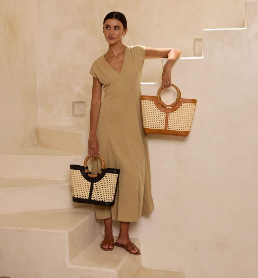 SKIN LIKE BUTTER & CO ~ LIFESTYLE - Cane Weave Resort Tote in Black or Brown