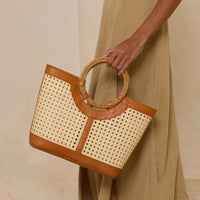 SKIN LIKE BUTTER & CO ~ LIFESTYLE - Cane Weave Resort Tote in Black or Brown