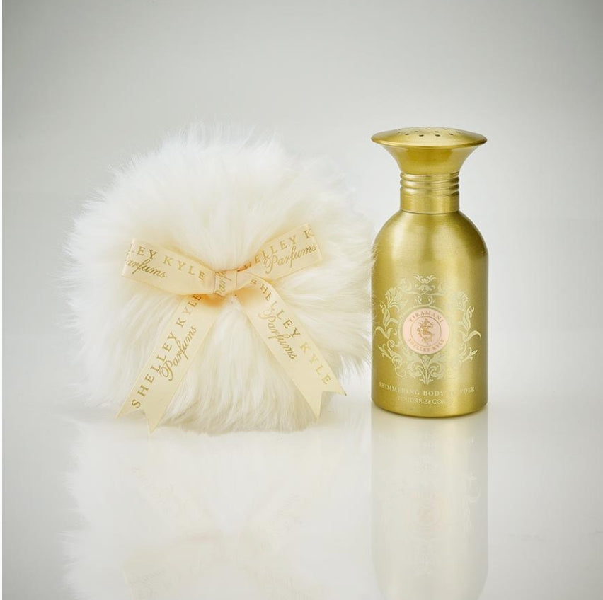 SKIN LIKE BUTTER & CO ~ LIFESTYLE - Shelley Kyle Tiramani Powder Puff & Crystal Powder puff dish