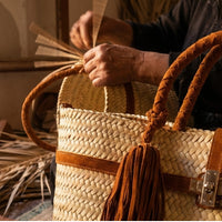 SKIN LIKE BUTTER & CO ~ LIFESTYLE - Moroccan Hand Made Raffia and Suede Resort Tote