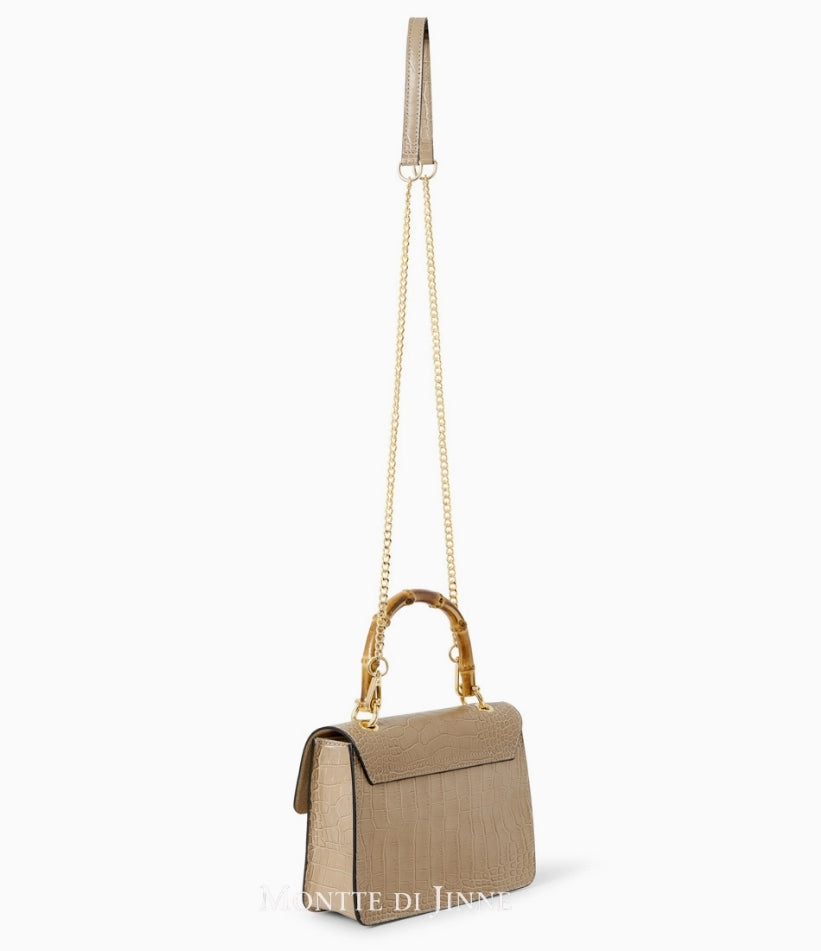SKIN LIKE BUTTER & CO ~ LIFESTYLE - Bamboo Top Handle Croc leather cross body bag