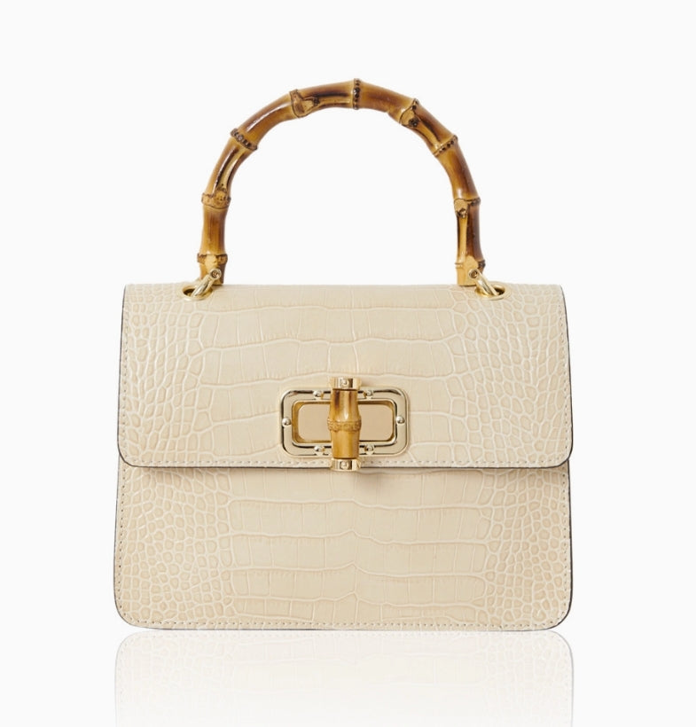SKIN LIKE BUTTER & CO ~ LIFESTYLE - Bamboo Top Handle Croc leather cross body bag