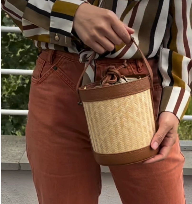 SKIN LIKE BUTTER & CO ~ LIFESTYLE - Italian Made Bamboo and Leather Resort Bucket Bag