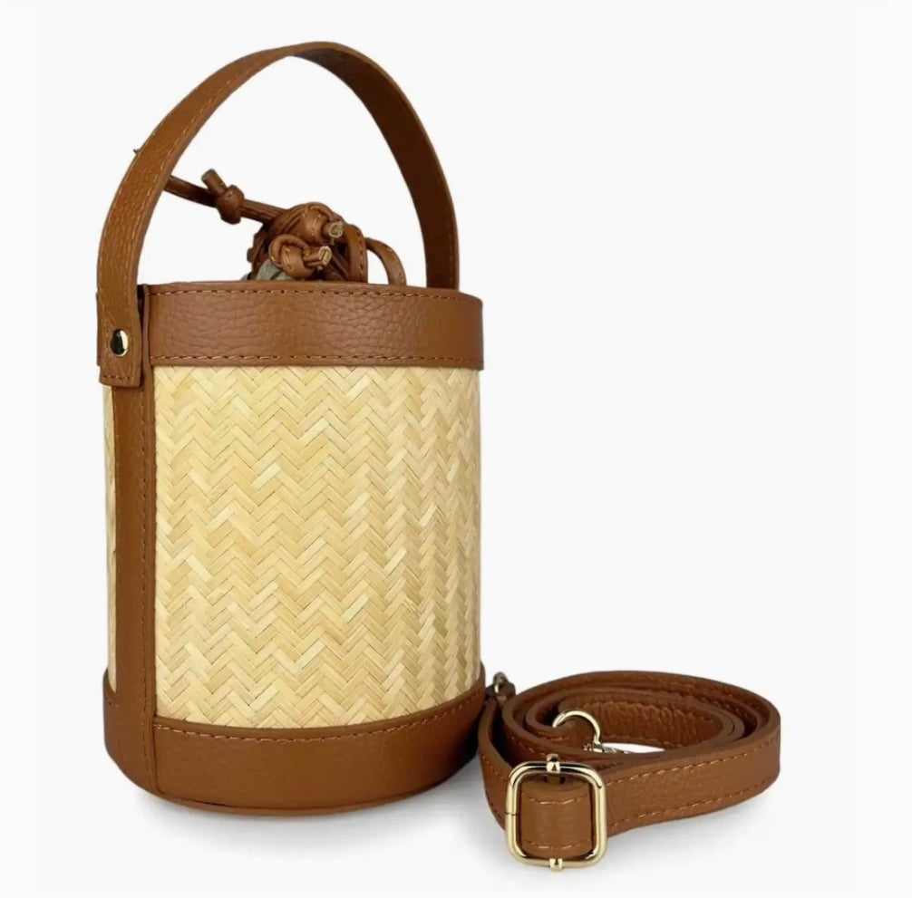 SKIN LIKE BUTTER & CO ~ LIFESTYLE - Italian Made Bamboo and Leather Resort Bucket Bag