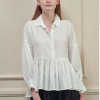 SKIN LIKE BUTTER & CO ~ LIFESTYLE - Beautiful High Low White blouse with loose peplum silhouette