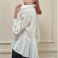 SKIN LIKE BUTTER & CO ~ LIFESTYLE - Beautiful High Low White blouse with loose peplum silhouette