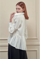 SKIN LIKE BUTTER & CO ~ LIFESTYLE - Beautiful High Low White blouse with loose peplum silhouette