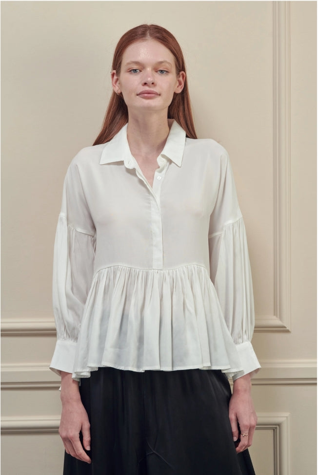 SKIN LIKE BUTTER & CO ~ LIFESTYLE - Beautiful High Low White blouse with loose peplum silhouette
