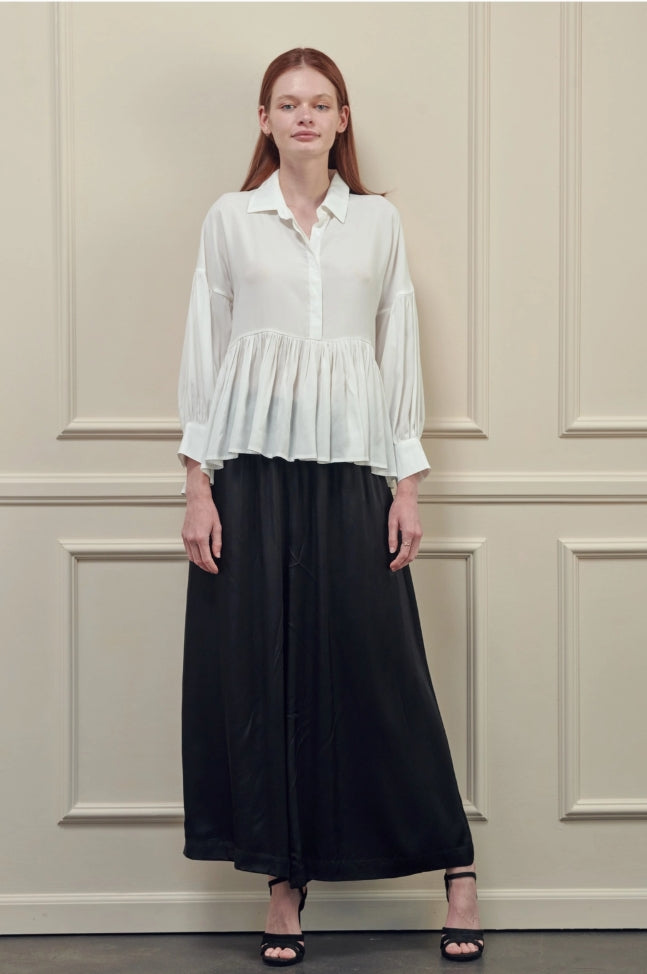 SKIN LIKE BUTTER & CO ~ LIFESTYLE - Beautiful High Low White blouse with loose peplum silhouette
