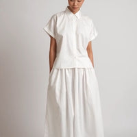 SKIN LIKE BUTTER & CO ~ LIFESTYLE - EASY ELEGANCE white cotton poplin short sleeve shirt