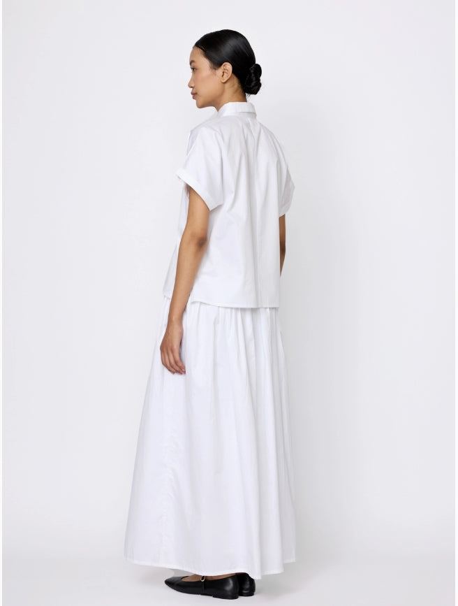 SKIN LIKE BUTTER & CO ~ LIFESTYLE - EASY ELEGANCE white cotton poplin short sleeve shirt