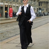 LIFESTYLE - EASY ELEGANCE Essential Black Wool Wide Leg pants
