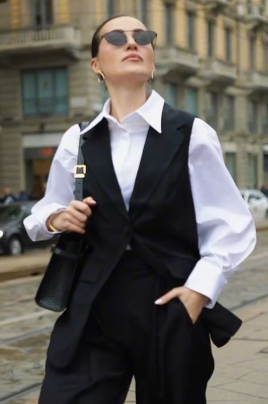 LIFESTYLE - EASY ELEGANCE Essential Black Wool Wide Leg pants