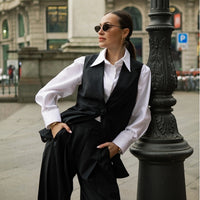 LIFESTYLE - EASY ELEGANCE Essential Black Wool Wide Leg pants