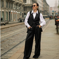 LIFESTYLE - EASY ELEGANCE Essential Black Wool Wide Leg pants