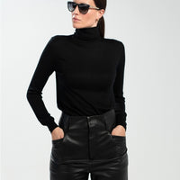SKIN LIKE BUTTER & CO ~ LIFESTYLE - EASY ELEGANCE Black Silk Cashmere Turtleneck