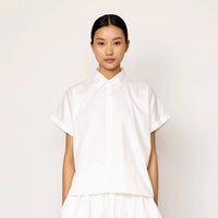 SKIN LIKE BUTTER & CO ~ LIFESTYLE - EASY ELEGANCE white cotton poplin short sleeve shirt