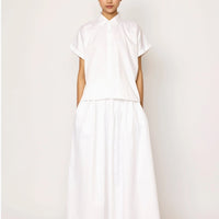 SKIN LIKE BUTTER & CO ~ LIFESTYLE - EASY ELEGANCE white cotton poplin short sleeve shirt