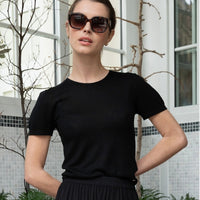 SKIN LIKE BUTTER & CO ~ LIFESTYLE - EASY ELEGANCE Essential Black Silk Cashmere T-Shirt