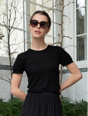 SKIN LIKE BUTTER & CO ~ LIFESTYLE - EASY ELEGANCE Essential Black Silk Cashmere T-Shirt