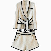 SKIN LIKE BUTTER & CO ~ LIFESTYLE - EASY ELEGANCE Essential Cream and Black Tweed Short Set