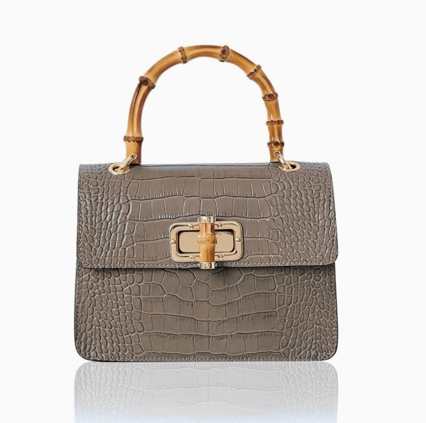 SKIN LIKE BUTTER & CO ~ LIFESTYLE - Bamboo Top Handle Croc leather cross body bag