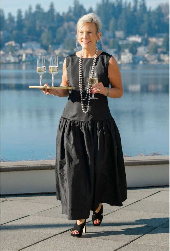 SKIN LIKE BUTTER & CO ~ LIFESTYLE - EASY ELEGANCE taffeta drop waist shirt dress