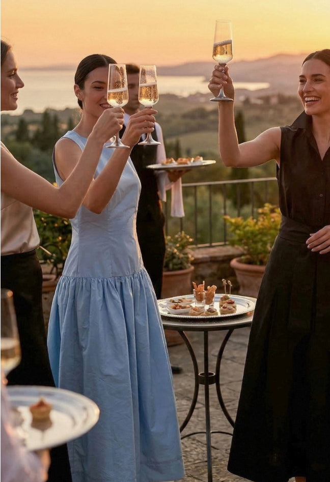 SKIN LIKE BUTTER & CO ~ LIFESTYLE - EASY ELEGANCE taffeta drop waist shirt dress