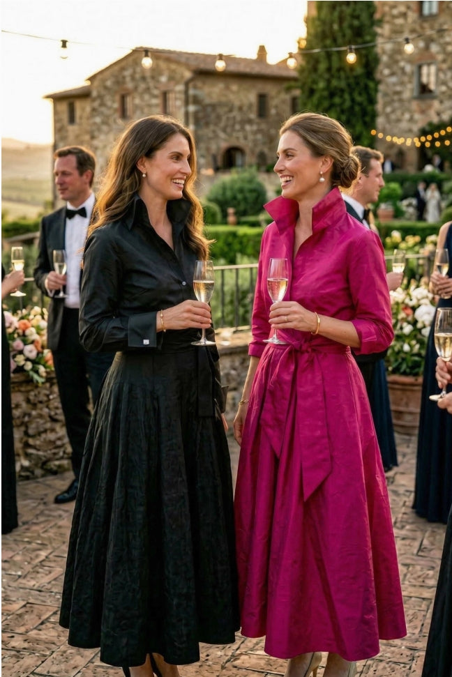 SKIN LIKE BUTTER & CO ~ LIFESTYLE - EASY ELEGANCE taffeta A-line shirt dress