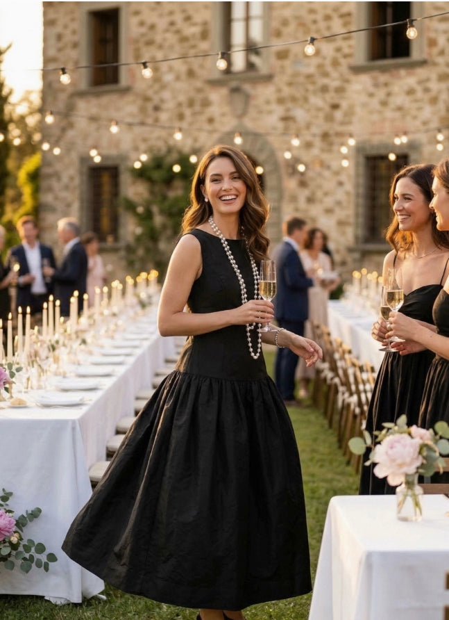 SKIN LIKE BUTTER & CO ~ LIFESTYLE - EASY ELEGANCE taffeta drop waist shirt dress