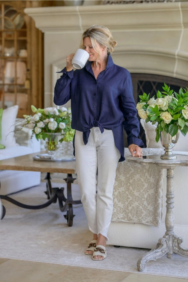 SKIN LIKE BUTTER & CO ~ LIFESTYLE - EASY ELEGANCE white linen oversized boyfriend shirt