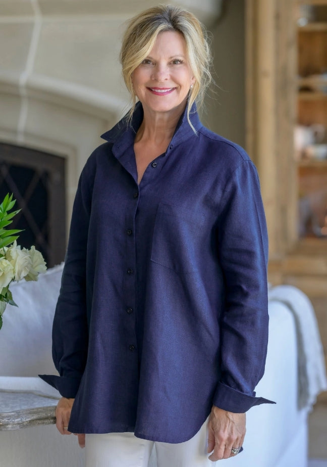 SKIN LIKE BUTTER & CO ~ LIFESTYLE - EASY ELEGANCE white linen oversized boyfriend shirt