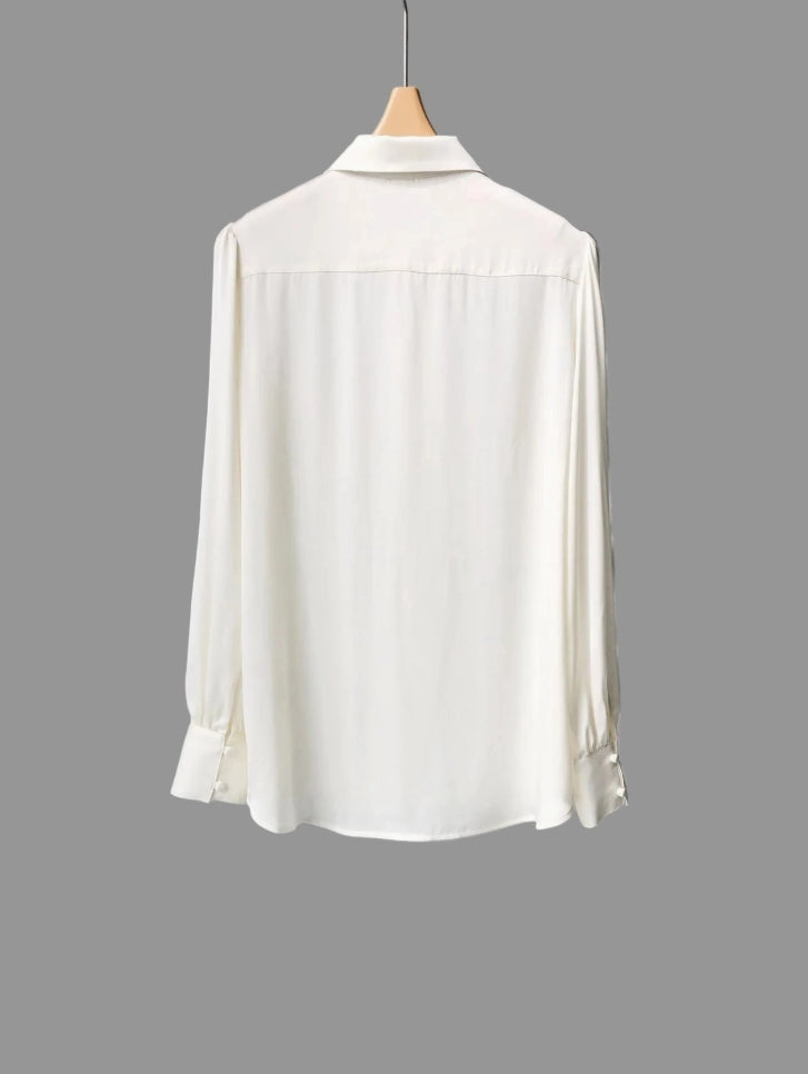 SKIN LIKE BUTTER & CO ~ LIFESTYLE - EASY ELEGANCE Essential Cream Silk Collared Shirt