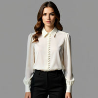 SKIN LIKE BUTTER & CO ~ LIFESTYLE - EASY ELEGANCE Essential Cream Silk Collared Shirt