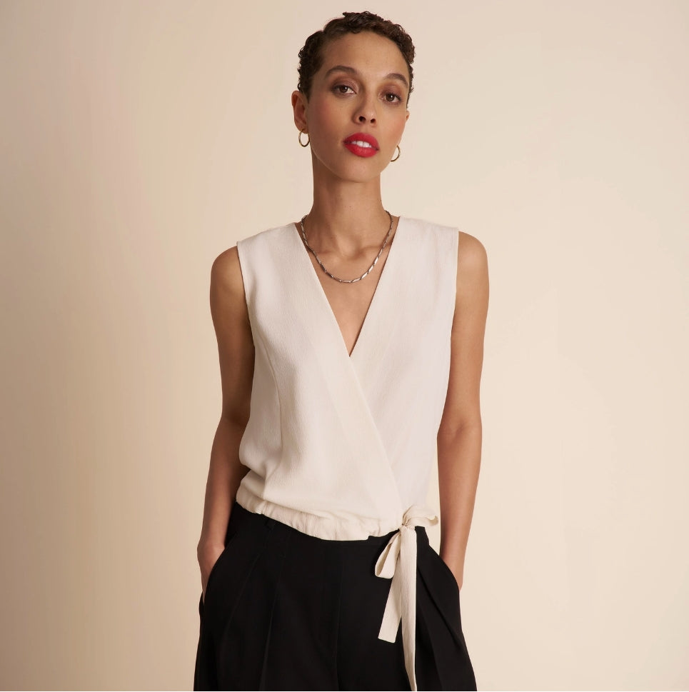 SKIN LIKE BUTTER & CO ~ LIFESTYLE - V-neck cream wrap blouse