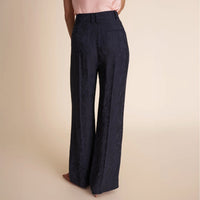 SKIN LIKE BUTTER & CO ~ LIFESTYLE - Navy Jacquard  Pleated Trouser