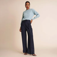 SKIN LIKE BUTTER & CO ~ LIFESTYLE - Navy Jacquard  Pleated Trouser
