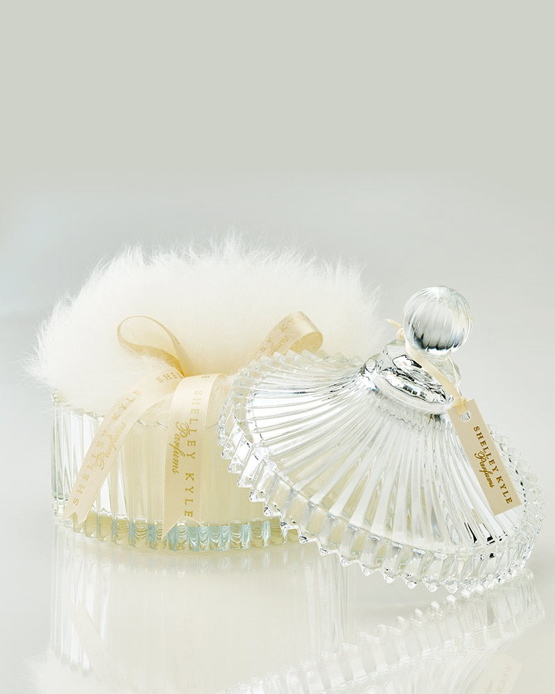Large Powder Puff with Crystal Dish by Shelley Kyle